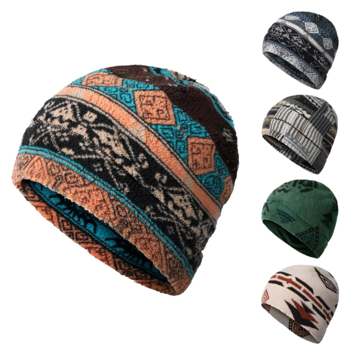 Roberts Winter Boho Beanie Floral Pattern Soft Knit Elastic Fit - Urban Caps