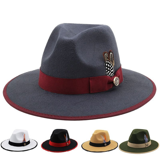 Royal Feather Fedora Hat - Feather Detail Cotton Fedora Versatile Smart Casual And Formal