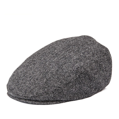 Royal Herringbone Wool Flat Cap – Classic Tweed Newsboy Style