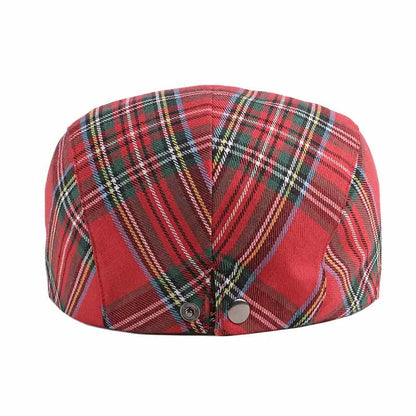 Royal Scottish Tartan Flat Cap – Classic Plaid Ivy Cap Adjustable