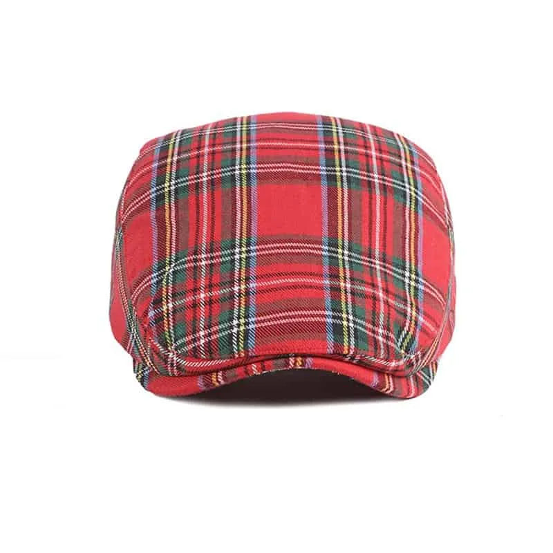 Royal Scottish Tartan Flat Cap – Classic Plaid Ivy Cap Adjustable