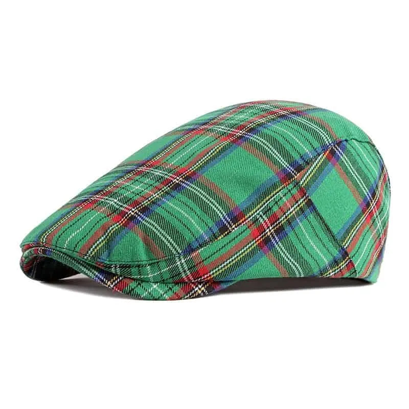 Royal Scottish Tartan Flat Cap – Classic Plaid Ivy Cap Adjustable