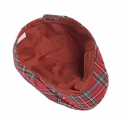 Royal Scottish Tartan Flat Cap – Classic Plaid Ivy Cap Adjustable