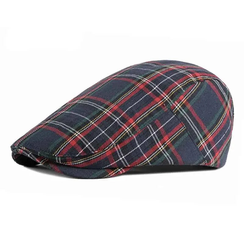 Royal Scottish Tartan Flat Cap – Classic Plaid Ivy Cap Adjustable