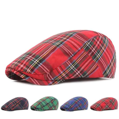 Royal Scottish Tartan Flat Cap – Classic Plaid Ivy Cap Adjustable
