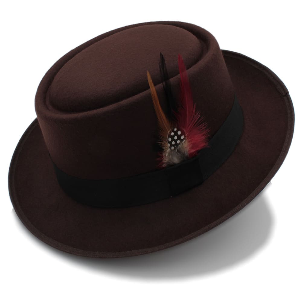 Rozzi Feather Wool Pork Pie Hat – Classic Statement Short Brim Hat