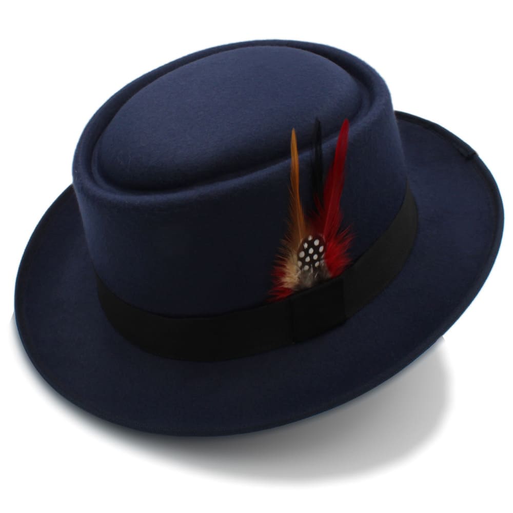 Rozzi Feather Wool Pork Pie Hat – Classic Statement Short Brim Hat
