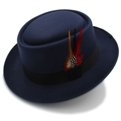 Rozzi Feather Wool Pork Pie Hat – Classic Statement Short Brim Hat