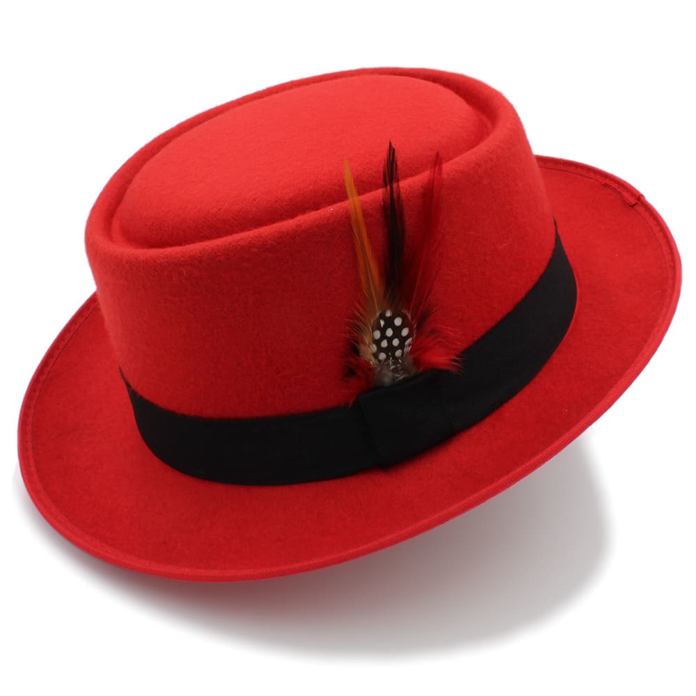 Rozzi Feather Wool Pork Pie Hat – Classic Statement Short Brim Hat