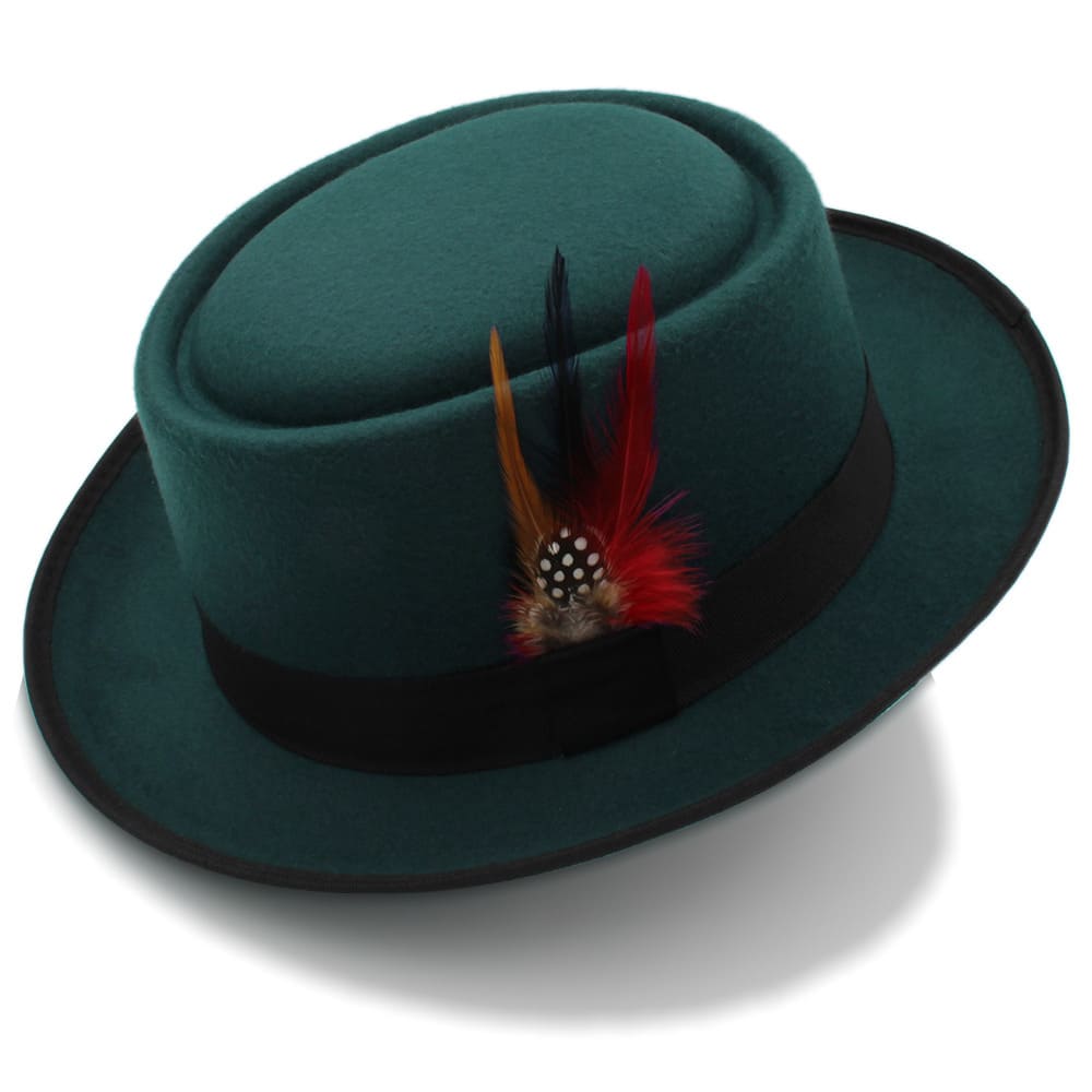 Rozzi Feather Wool Pork Pie Hat – Classic Statement Short Brim Hat