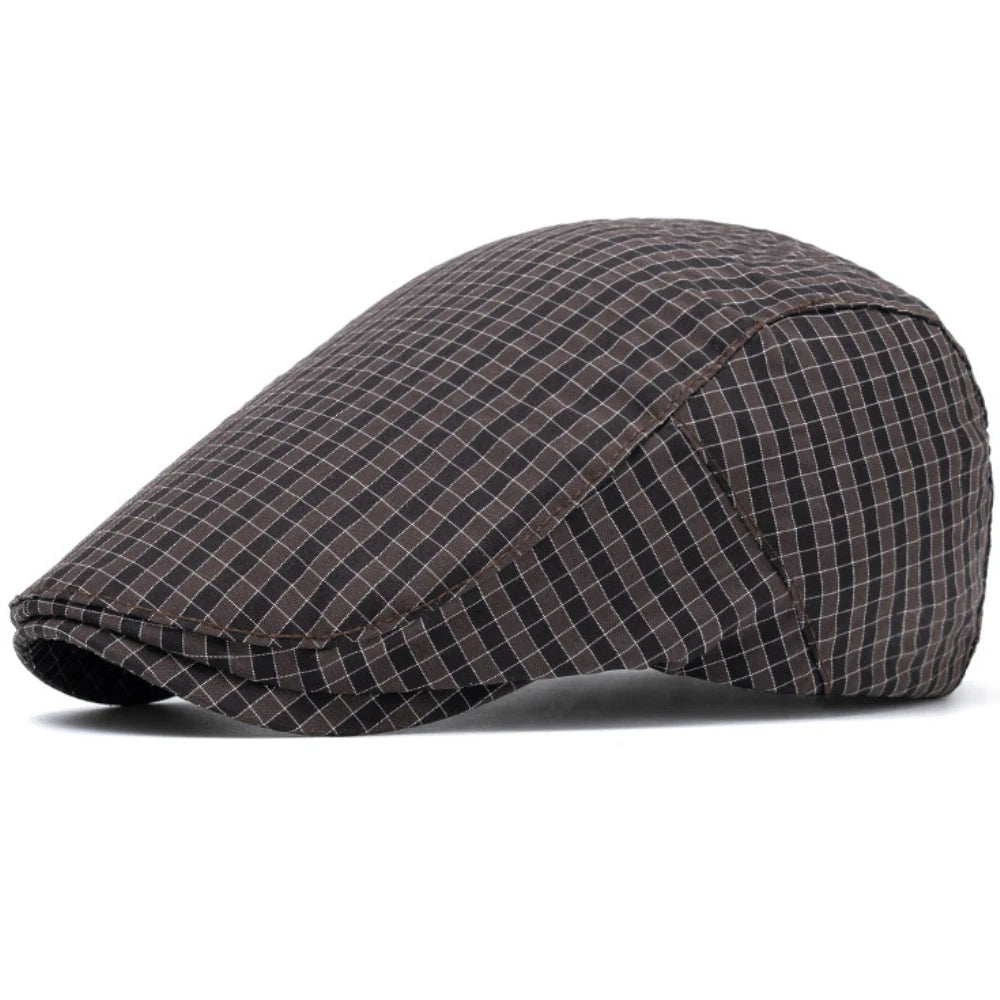 Whitby Plaid Beret in Coffee