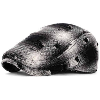 Stroud Vintage Plaid Beret in Black