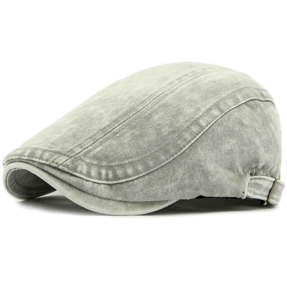 Bologna Denim-Style Beret in Light Grey