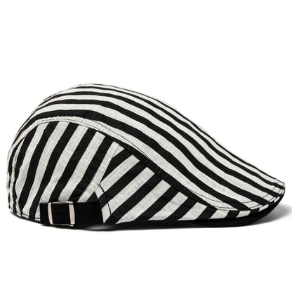 Striped Plaid Cotton Linen Ivy Cap | Thin Summer Flat Cap | Urban Caps NZ