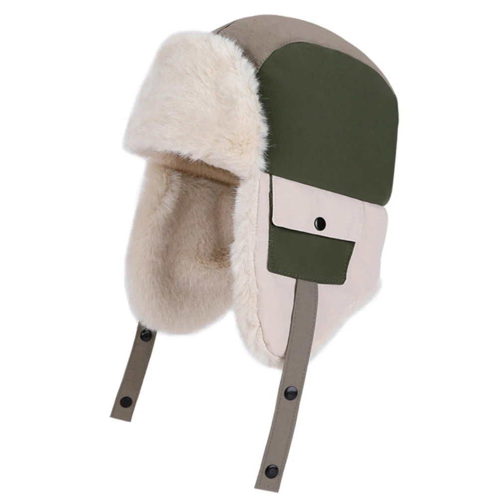 Little Explorer Patchwork Trapper Hat in Army Green