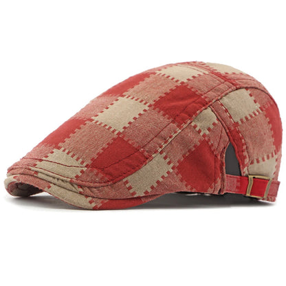 Rye Plaid Artist Beret in Red