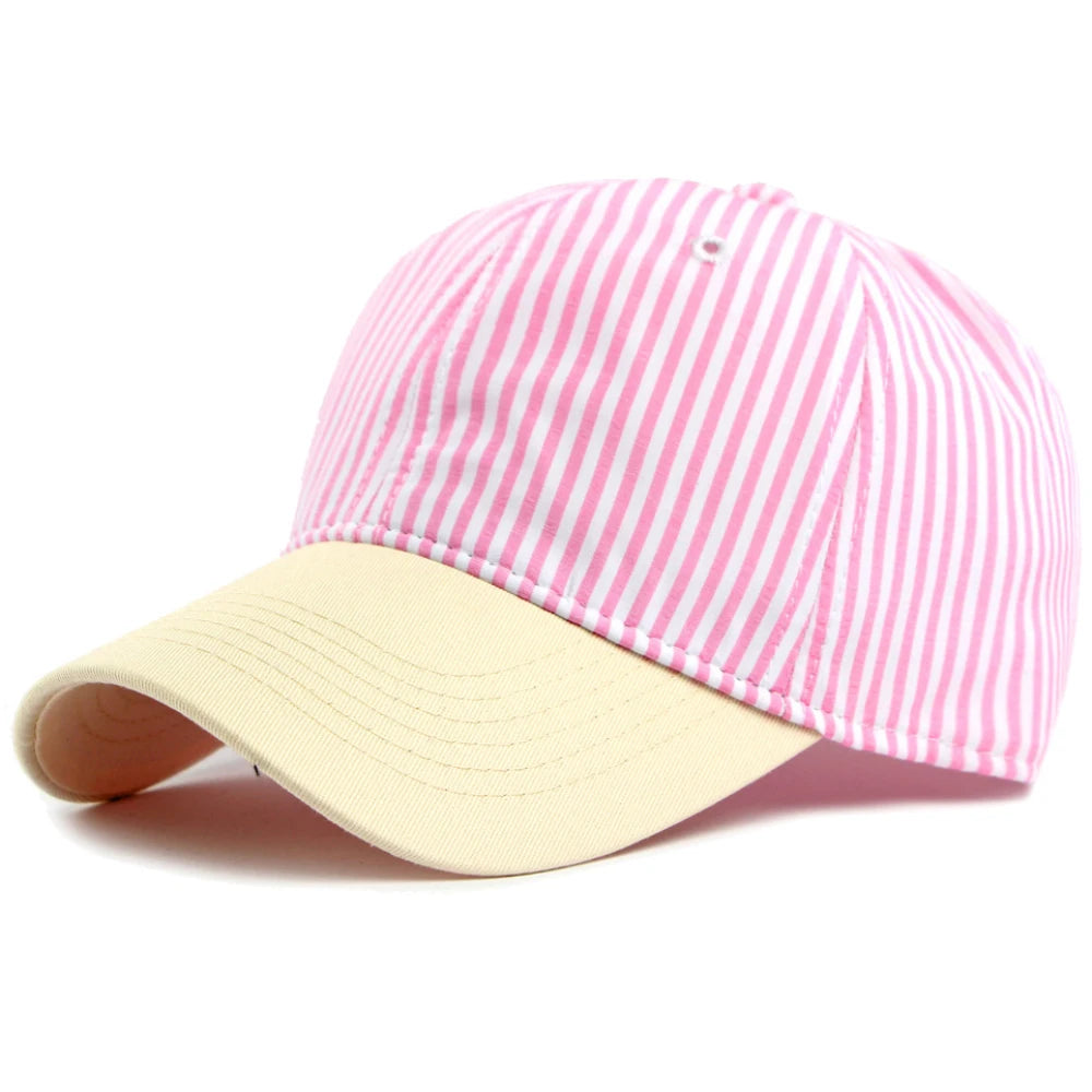 Putney Striped Sun Cap in Pink