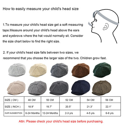 The Wee Argyll | Kids Woolen Tweed Herringbone Newsboy Cap | Urban Caps NZ