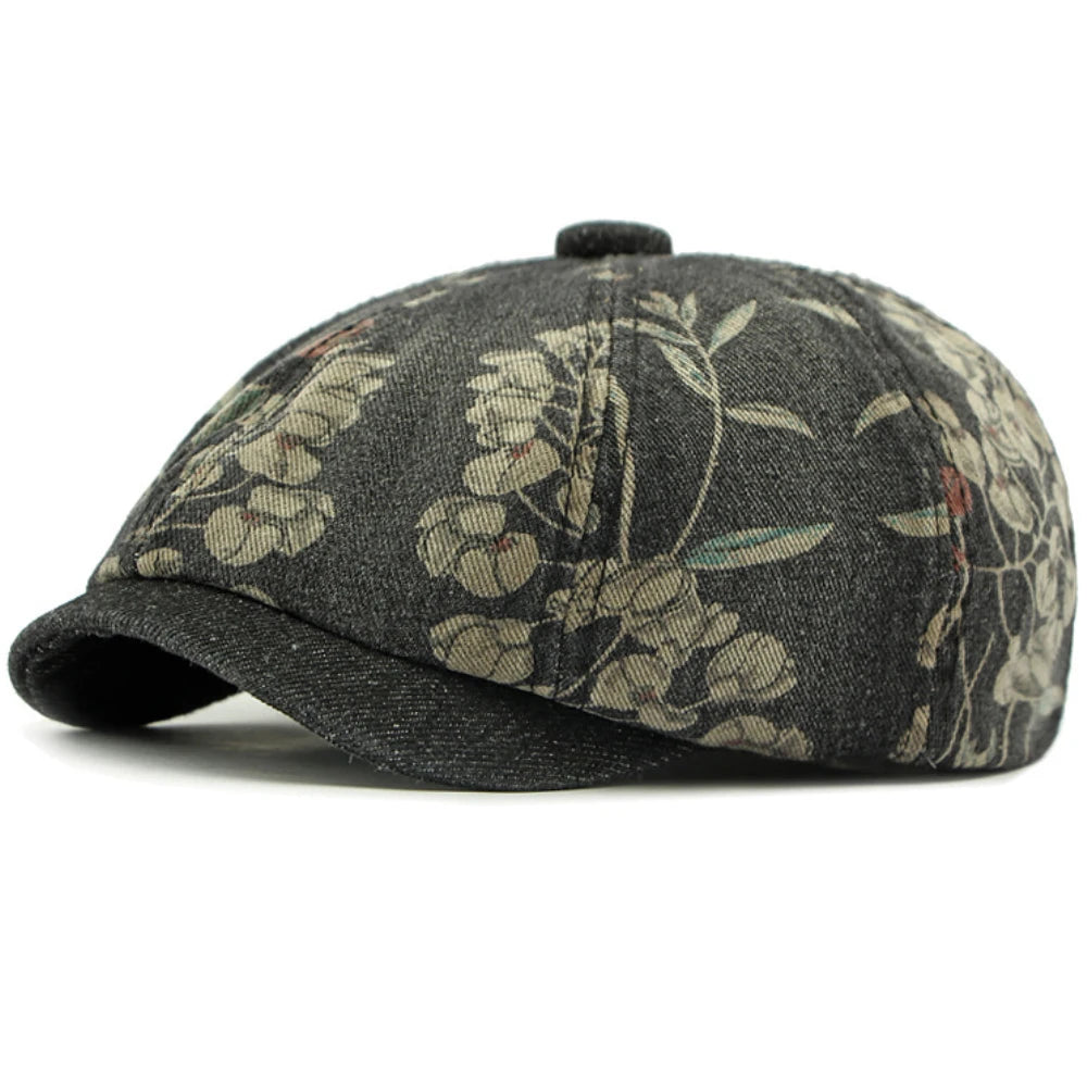 Rochester Floral Artist Beret in Black
