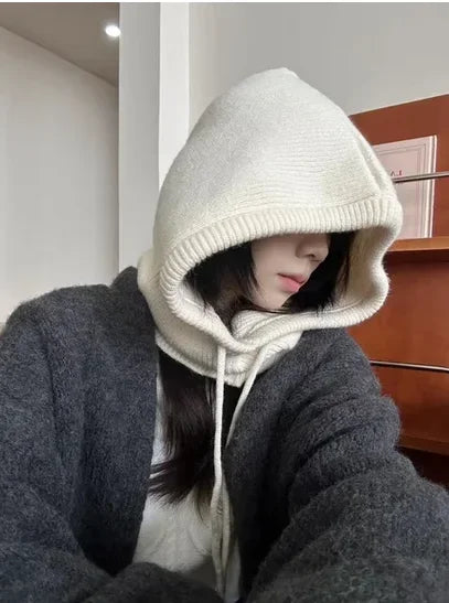 Alpine Knitted Balaclava Hood in Beige