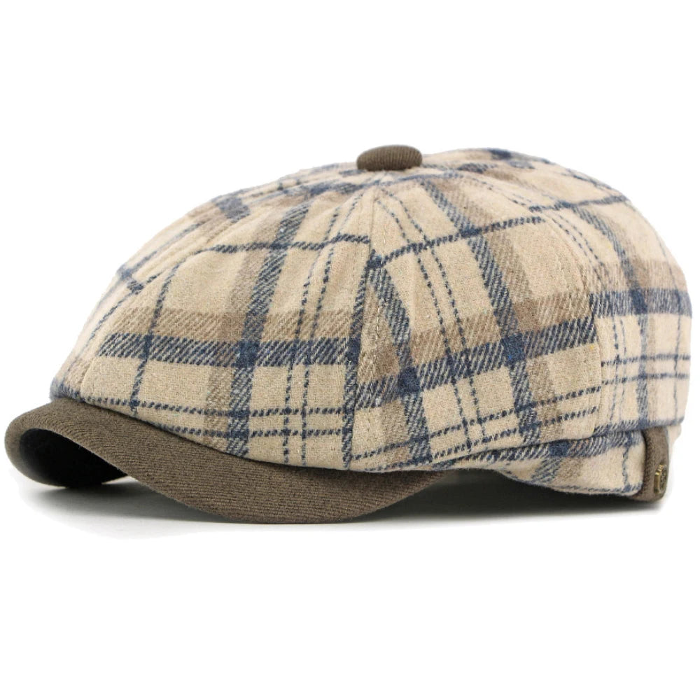 Bilbao Plaid Artist Beret in Beige