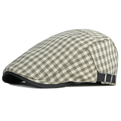 Whitby Plaid Beret in Khaki