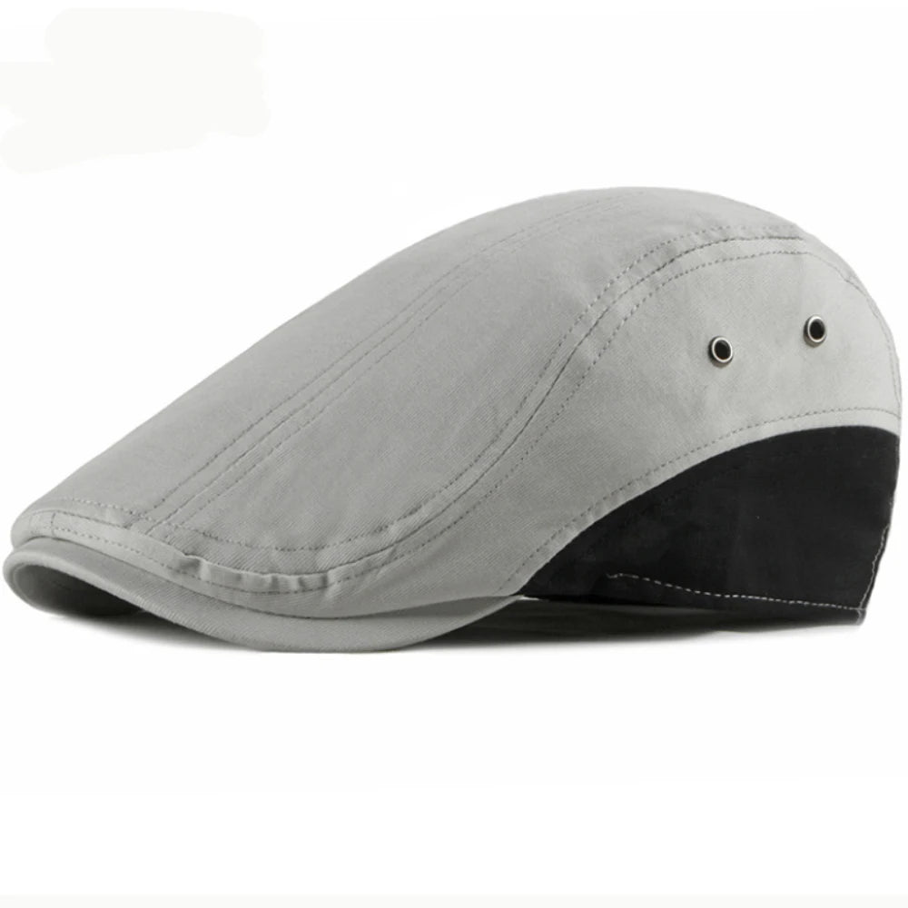Bolton Patchwork Beret in Beige Grey