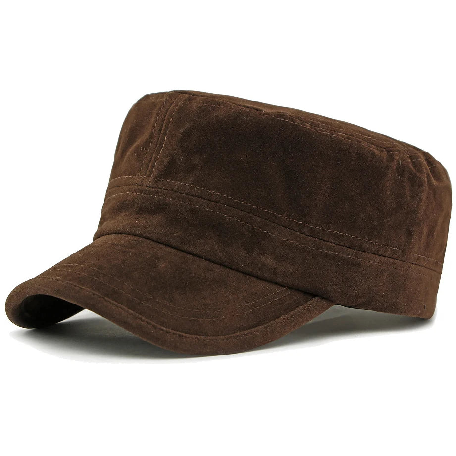 Islington Suede Cadet Cap in Coffee