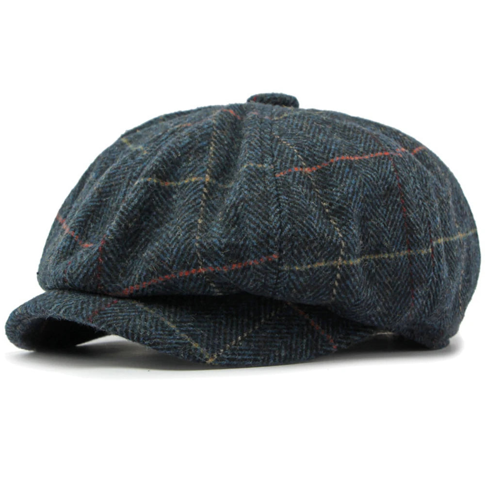 Verona Striped Wool Beret in Blue