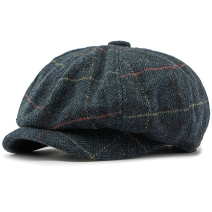Verona Striped Wool Beret in Blue