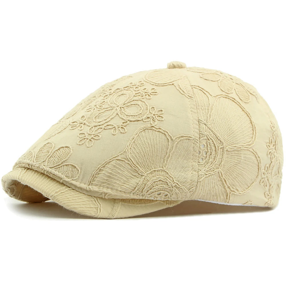 Leicester Floral Artist Beret in Khaki