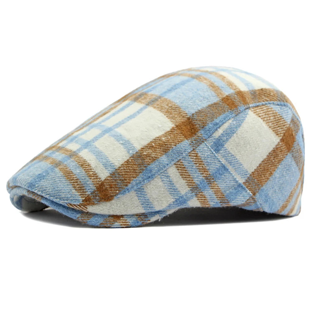 Aberfeldy Wool Plaid Beret in Blue