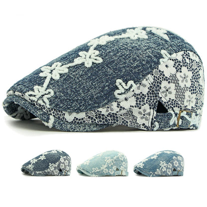 Genoa Floral Denim Beret