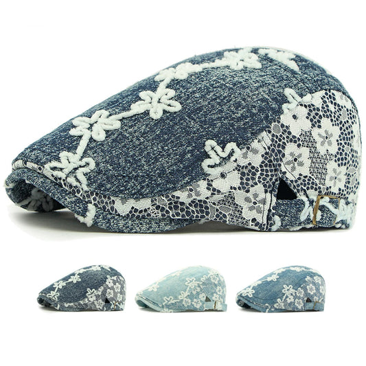 Genoa Floral Denim Beret