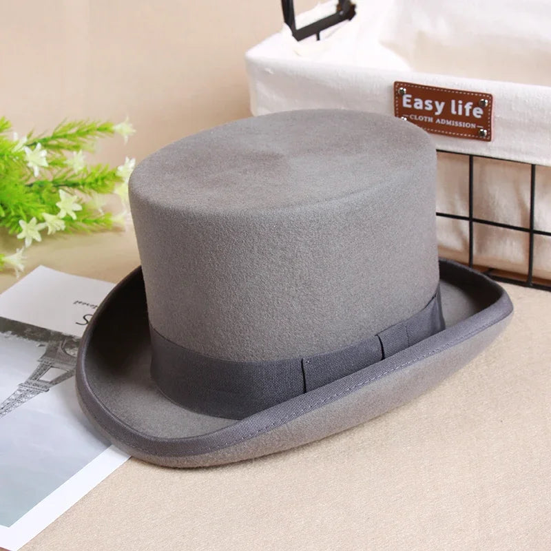Piccadilly Wool Top Hat in Gray
