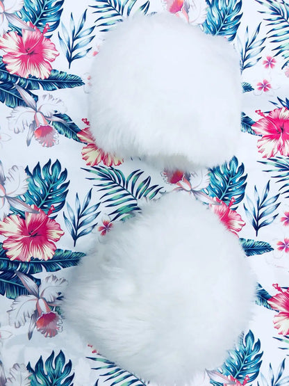Belmont Faux Fur Wrist Warmers in White