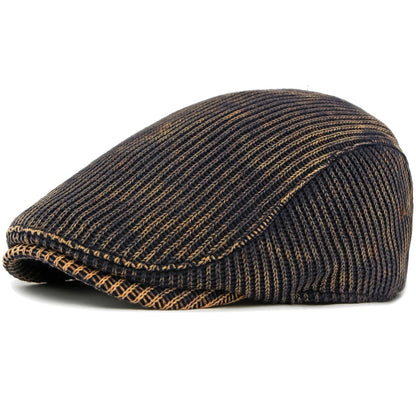 Preston Knitted Print Beret in Navy Blue