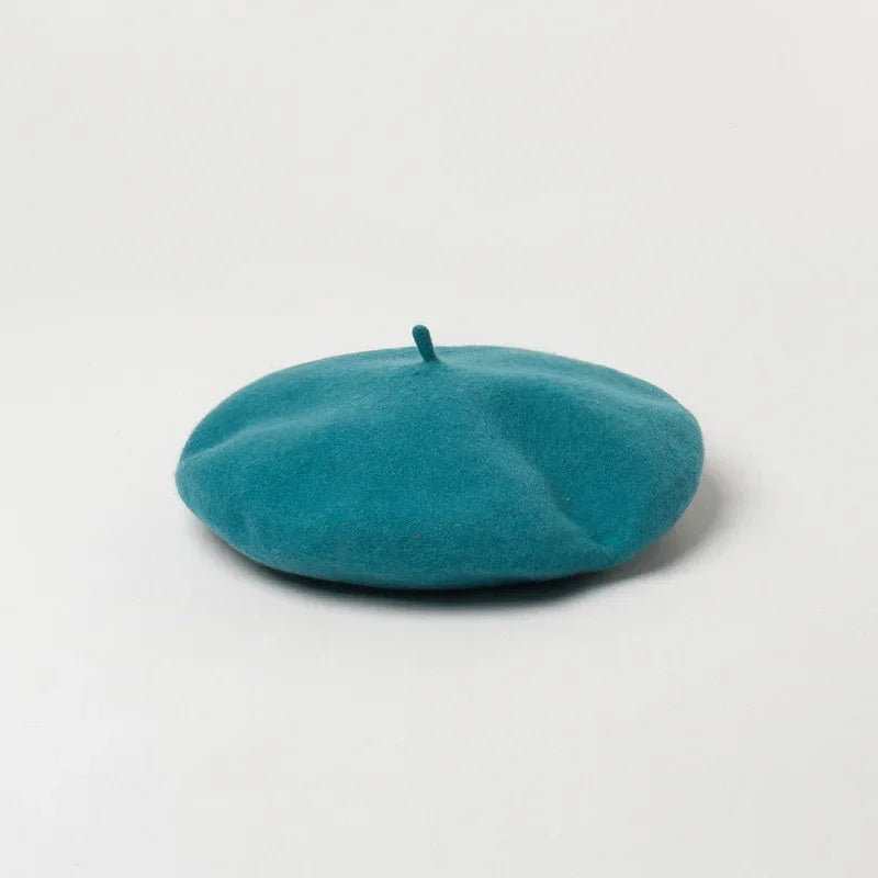Versailles Wool Beret in Stone Plain Blue