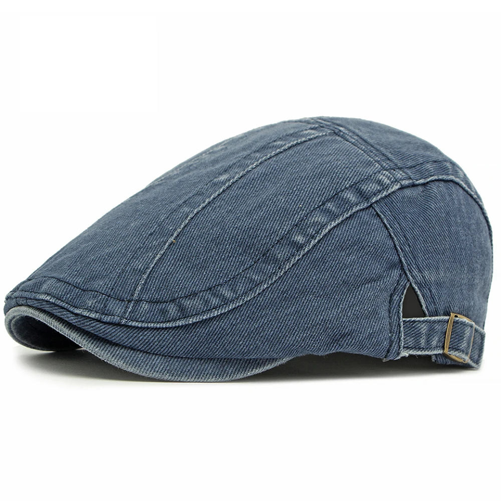 Bologna Denim-Style Beret in Navy Blue