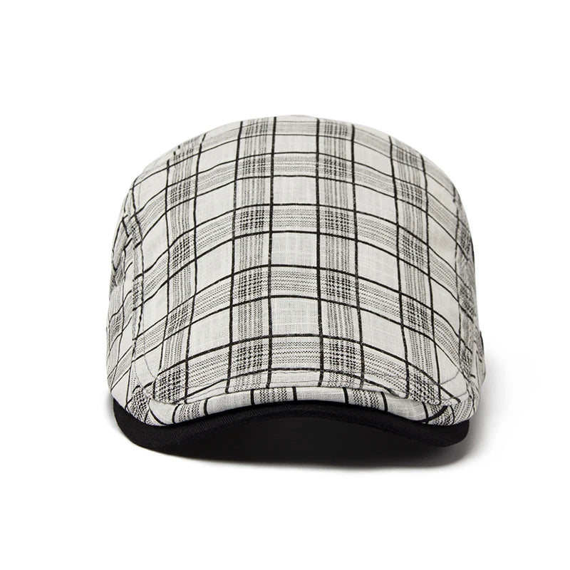Thin Plaid Linen Ivy Cap | Country Summer Flat Cap | Urban Caps NZ