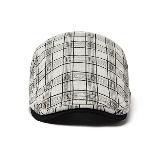 Thin Plaid Linen Ivy Cap | Country Summer Flat Cap | Urban Caps NZ