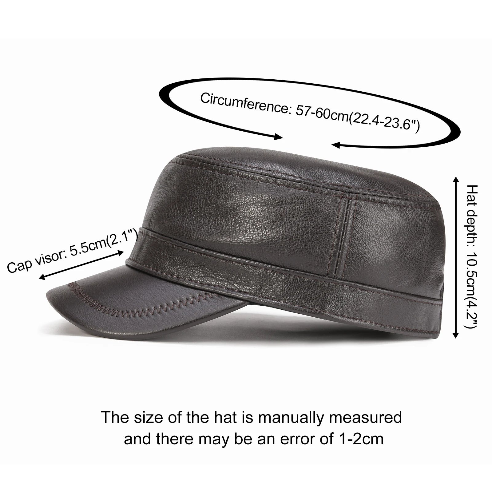 The Wellington | Men's Leather Cadet Flat Top Cap | Urban Caps NZ