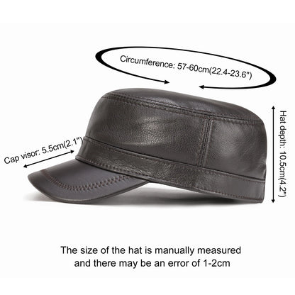 The Wellington | Men's Leather Cadet Flat Top Cap | Urban Caps NZ