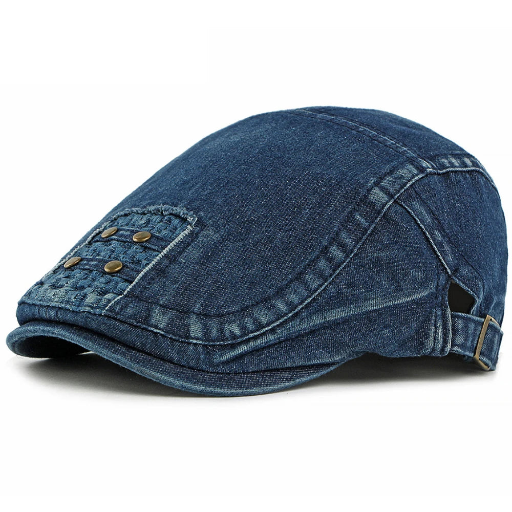 Winchester Geometric Artist Beret in Dark Blue