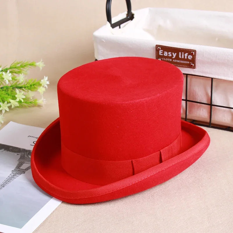 Piccadilly Wool Top Hat in Red