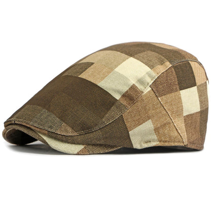 Greenwich Plaid Artist Beret in Khaki