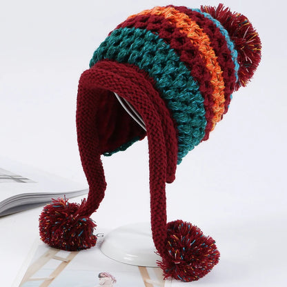 Ipswich Pompom Patchwork Beanie