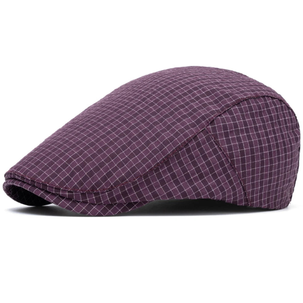 Whitby Plaid Beret in Purple
