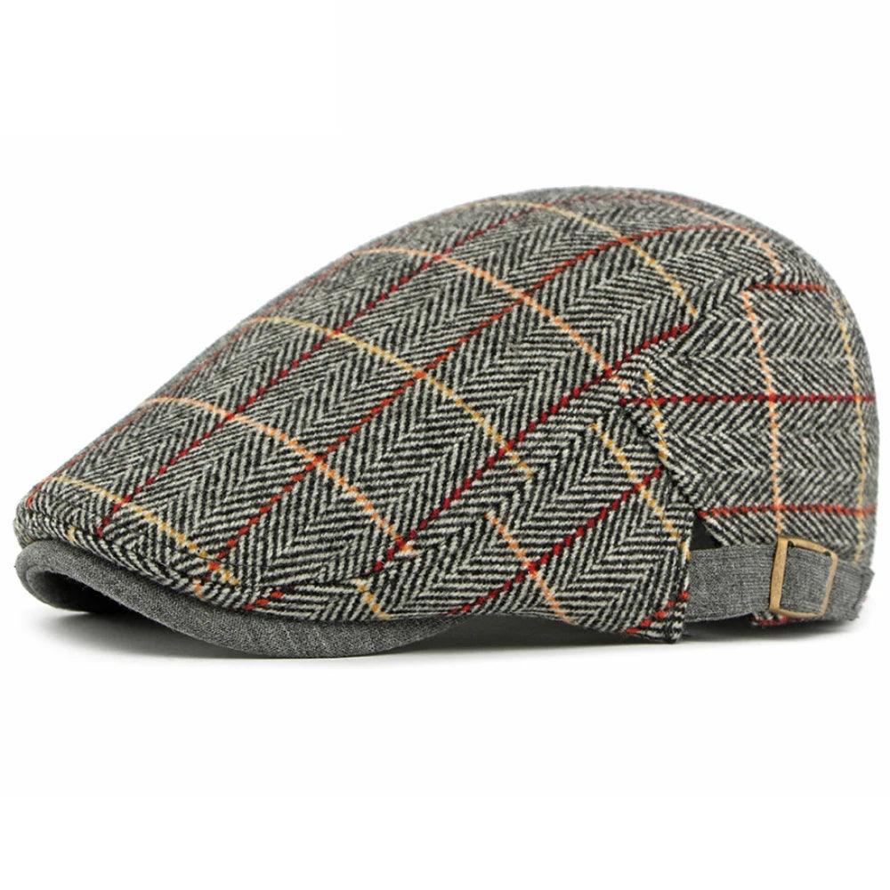 Aberfeldy Wool Plaid Beret in Grey