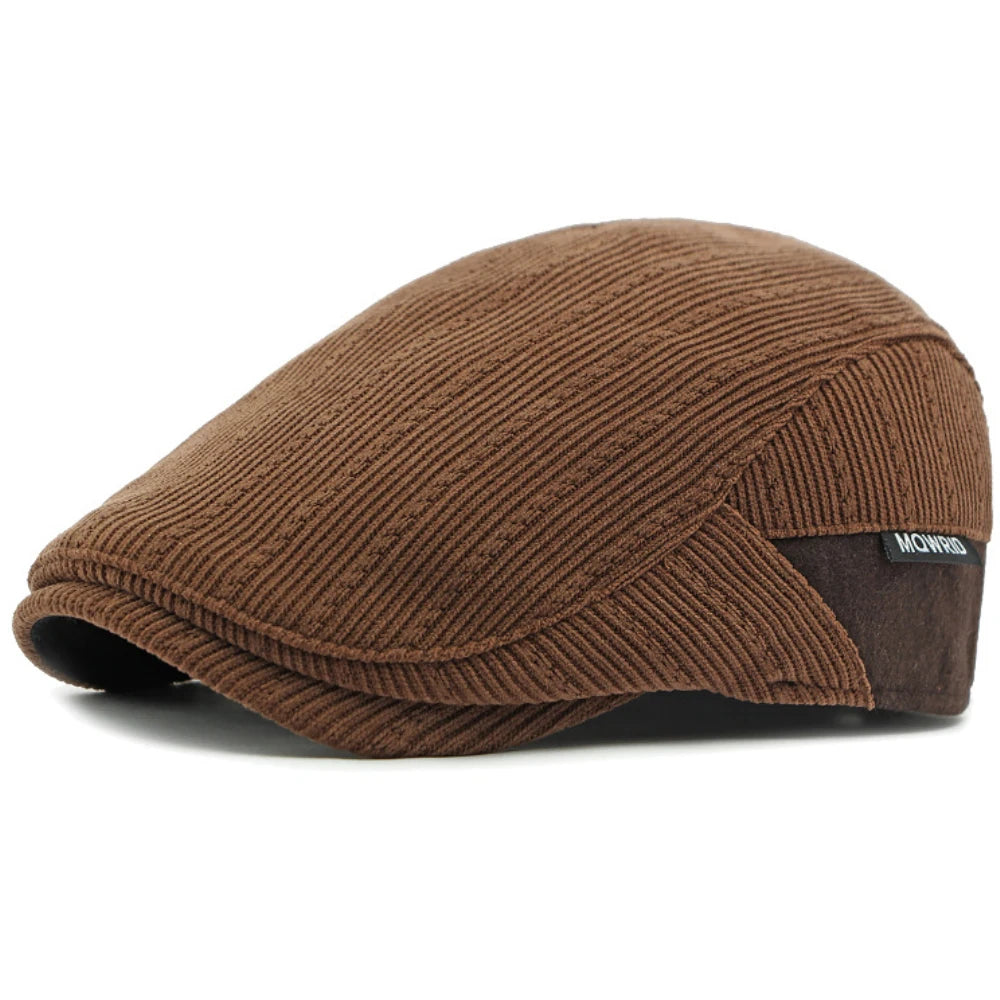Ely Corduroy Fleece Beret in Light Coffee